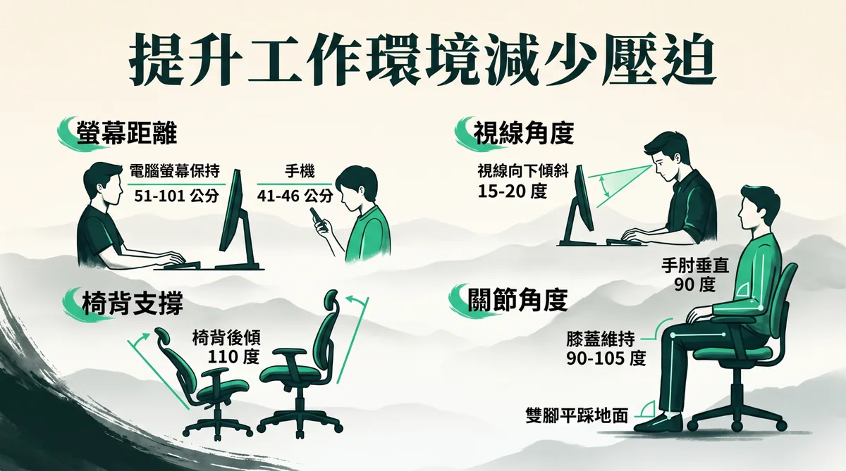 預防肩頸痠痛辦公室電腦與座椅環境