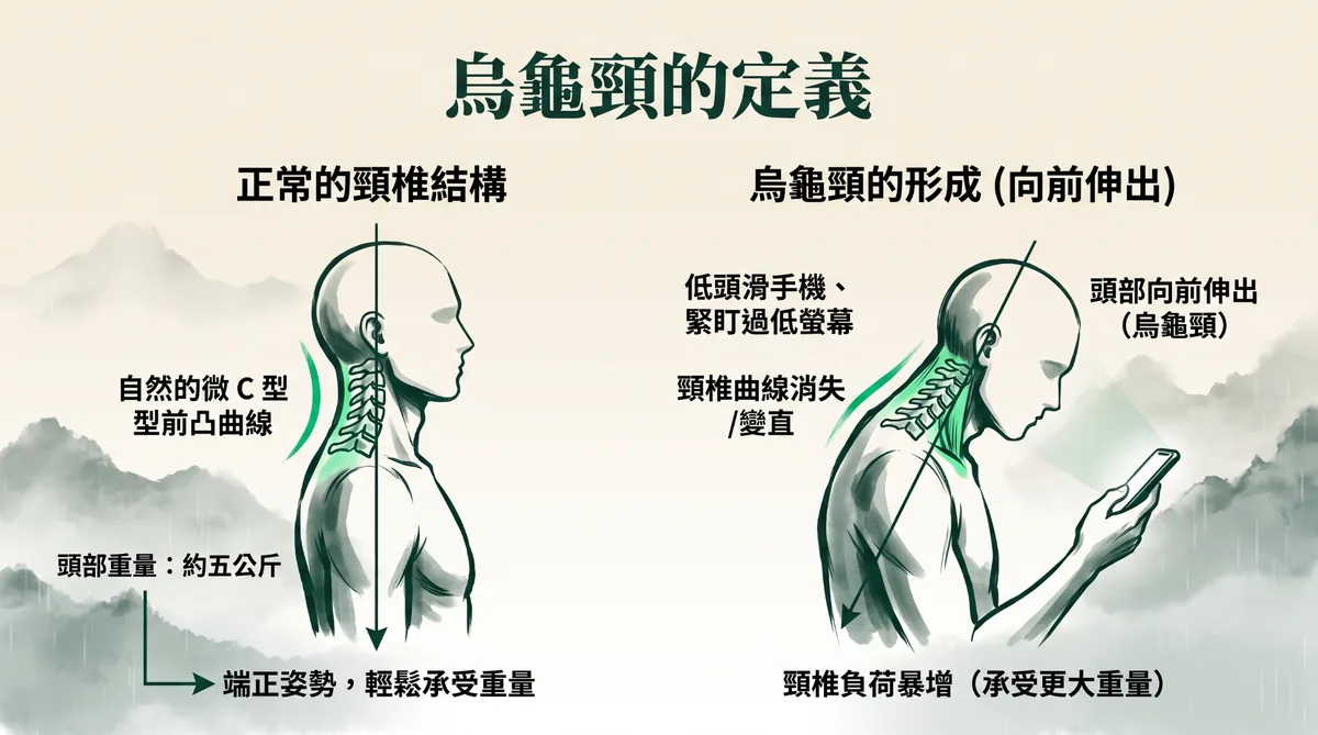 烏龜頸的成因與頸椎受力