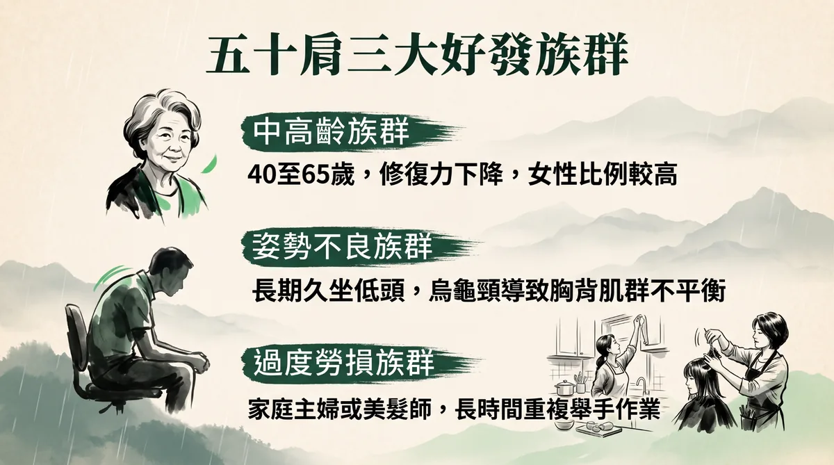 五十肩三大好發族群與成因