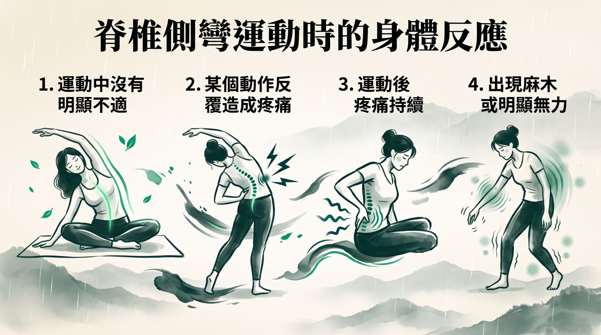 脊椎側彎運動時可以留意的身體反應